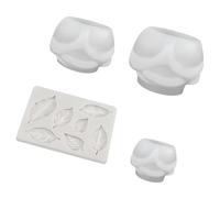 Casting Mold Set, 4 Piece Silicone Rose Form Set with Three Sizes and Textured Foliage Plate for Soap, Resin Art and Plaster Accents Rose Flower Mold Silicone Floral Casting