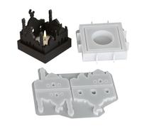 Casting Moulds for Tea Light Candles - Concrete Mould with Easy Removal - House Shaped Non-Adhesive Candle Holder Mould Made of Silicone, for DIY Lovers, Resin Plaster, Crafts, Art, Birthday, Holiday