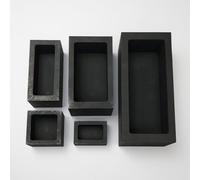 Casting moulds, ingot moulds made of graphite up to 504 ml volume, resistant up to at least 1200 °C, suitable for metal casting, tin, bronze, brass, aluminium (I: 50 x 50 x 25 mm, A: 65 x 65 x 35 mm)