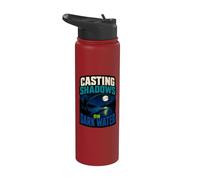 Casting Shadows on Dark Water Night Fishing Theme Stainless Steel Insulated Water Bottle