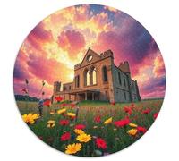 Castle 1000 Piece Circular Puzzle Kirche Building Scenery Church Park Premium Quality Challenging Brainteaser for Adults Durable Pieces Home Decor Wall Art 1000pcs (67.5x67.5cm)