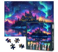 Castle 1000 Piece Puzzles for Adults, Castle that Glows on the Island Surrounded by the Aurora Jigsaw Puzzles 1000 Pieces, Funny Gift for Family Friends, Games Challenging Puzzle Artwork 27.5"x19.6"