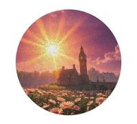 Castle 120 Piece Circular Jigsaw Puzzle Paisaje Edificio Animal Shape All Ages Suitable Stress Relief Puzzle Educational Learning Through Play Home Decor 120 PCS