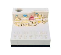 Castle 3D Notepad 2026 Calendar Memo Pad Block Notes Santorini Note Accessories Gifts Stationery Novelty Paper Pad Time tear 2025,Timepiece calendar,desk Calendar, light 3D off away notepad,2