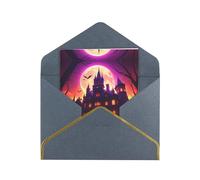 Castle And Crow Elegant Greeting Card - Premium Pearl Paper Foldable Card With Gold Trim, Blank Inside For Personal Message - Perfect For Christmas, Birthday, Wedding & Valentine’s Day