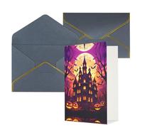 Castle And Crow Pearlescent Paper Exquisite Greeting Card â€“ Premium Folding Design With Gold Piping, The Perfect Choice For Holiday, Birthday, And Wedding Wishes.