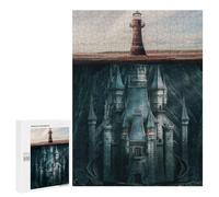Castle And Lighthouse Mosaic Decorative Wooden Puzzle, 500 PCS - Weekend Puzzle Project - to Assemble, Frame And Display