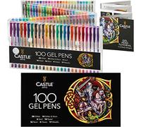 Castle Art Supplies 100 Gel Pens for Adult Colouring Set | Premium Boxed | Drawing, Scrapbooks, Journals | Amazing Colours, Effects - Swirl, Glitter, Neon, Pastel, Metallic - With Smooth, Fine Tips