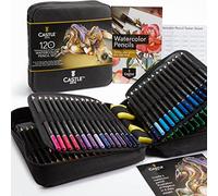 Castle Art Supplies 120 Watercolour Pencils Set for Adults - with Extras