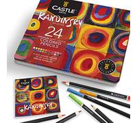 Castle Art Supplies 24 Colouring Pencils Set - Kandinsky Palette | Quality, smooth coloured cores for adults - ideal sketching, colouring, and drawing - superior blending and layering, tin