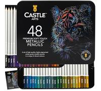 Castle Art Supplies 48 Metallic Pencils for Adults - Shimmering Shades