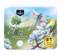 Castle Art Supplies 72 Spring Coloured Pencils Set | Wax-Based Pencils with Soft, Smooth Cores | Spring-Inspired Palette for Adult Artists | Organised in Display Tin | Seasons Collection