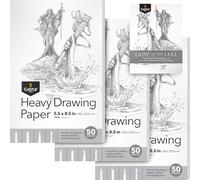 Castle Art Supplies Heavy Drawing Sketchpad Paper 5 x 8in | 3-Pack | 50 Sheets Each (160gsm/98lb) Extra White, Smooth Artist Paper | Acid Free | The Go-to Pad for All Artists (5 x 8, 3-Pack)