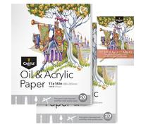Castle Art Supplies Oil and Acrylic Paper Pad for Artists - 11 x 14in | 2-pack, 20 sheets each - 350gsm fine grain, linen texture, artist quality - optimum thickness for oil and acrylic paint