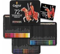 Castle Art Supplies Set of 72 Watercolour Pencils | Intense Pigments for Blending, Drawing and Painting | For Adults, Amateurs and Professionals | Protected in a Presentation Box