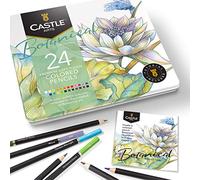 Castle Arts Themed 24 Coloured Pencil Set in Tin Box, Perfect Colours for ‘Botanical’ Art. Featuring Quality, Smooth Coloured Cores, Superior Blending & Layering Performance for Great Results