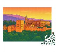 Castle at Sunset 1000 Pc Premium Cardstock Jigsaw Puzzle Set, Stress Relief Jigsaw for Adults, Educational Game Challenge, Fun Home Activity, for Her/Him 38x26cm/1000pcs