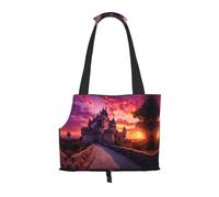Castle at Sunset Printed pet Shoulder Bag, Suitable for Small Dogs and Cats, Shopping and Travel Dual-Purpose Bag