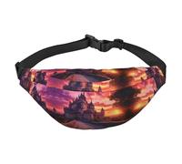 Castle at Sunset Travel crossbody waist bag, suitable for sports, running, cycling, traveling, fishing boys large waist bag,