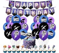 Castle Balloon 42 pcs Happy Birthday Banner, Birthday Decoration for Boys - love Battle Game - Happy Birthday Balloons Party Decorations - Include Cake Toppers, Foilballoon Latex Balloons