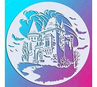 Castle Bat Wall Stencils Template Reusable Spray PaintStencils for Craft Painting On Wood Craft Canvas Walls Wood Furniture Decorations DIY Scrapbooking