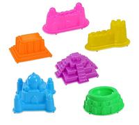 Castle Beach Toy Set 6Pcs Soft Plastic Beach Sandcastle Mould for Kids and Toddlers Sandbox Playing Toys Castle Building Molds Outdoor Fun Tools for Boys Girls.