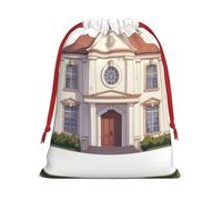 Castle Building Drawstring Gift Bag â€“ Premium Polyester Holiday & Party Favor Bag With Full-Print Design, Perfect For Christmas, Halloween, And Promotions