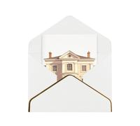 Castle Building Elegant Greeting Card - Premium Pearl Paper Foldable Card With Gold Trim, Blank Inside For Personal Message - Perfect For Christmas, Birthday, Wedding & Valentine’s Day