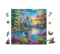 Castle by Lake 100-piece Jigsaw Puzzle Bundle Family Puzzle Lovers Brain Training Mindful Activity Spring Paperboard Creativity & Gift Giving 28x28cm