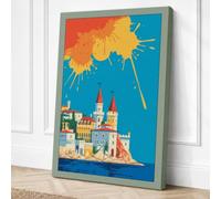 Castle by the Golden Sun Canvas Wall Art Print 24x16 Inch