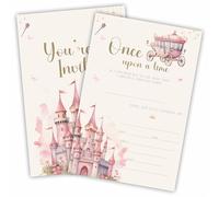 Castle Carriage Birthday Invitation Cards With Envelopes,Once Upon A Time Fill In Style Invites For Girls,Teen,Kids Birthday Celebration, Party Favors & Decorations(20 Pcs) - D10