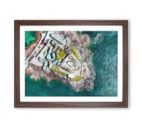 Castle Cornet In Guernsey Painting Modern Art Framed Print | A3 Walnut Framed Wall Art | Ready to Hang | Modern Cityscape Picture | Living Room Bedroom Lounge Office