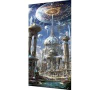 Castle Diamond Art Kits Adults, 5D Diamond Painting Cartoon Crystal Art Kits for Adults, DIY Round Rhinestone Gem Embroidery Paintings Crafts Beginners, Room Decor, Gifts for Women 60x120cm uk6-q8