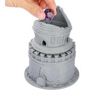 Castle Dice Box, Special Tower-Shaped Container for DND Starter Set, Roomy RPG Accessory with Smart Design, Top DND Gifts for Halloween, Birthdays, Gamers, Polylactic Acid Resin Construction, Grey
