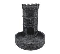 Castle Dice Tower for Tabletop RPG Board Games | Resin Construction Dice Rolling Tower with Storage | Fantasy Gaming Accessory Birthday Gift for Gamers- Black Grey