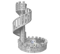 Castle Dice Tower - Medieval Rolling Fort, Desktop Stone Texture Structure with Precision Drop Paths, Detailed Architectural Sculpting for Tabletop Gaming, Ideal for Workplace Decor