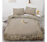 Castle Double Duvet Cover Set 3 Pieces - Gold Snowflake Quilt Cover with 2 Pillowcases 50x75cm, Reversible Soft Microfiber Bedding Set with Zipper Closure 200x200 cm