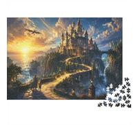 Castle Dragon Sunset Jigsaw Puzzle, 1000 Pcs Indoor Adult Game | 70x50cm Art Admirers, Birthday Gift, Cardboard, Mood Calming, Tight Puzzle Fit