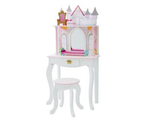 Castle Dressing Tables Vanity Table w/ Mirror and Stool TD-12951A by Teamson
