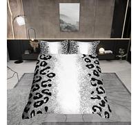 Castle Fairy African Cheetah Wildlife Bedding Set King Size,Ombre Silver (Not Glitter) Duvet Cover for Teens Adults,Leopard Print Comforter Cover (Not Comforter) Decorative Room with 2 Pillowcases