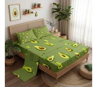 Castle Fairy Cute Avocado Sheet Sets Twin Size,Kids Girls Yoga Dance Gymnastics Bedding Sheets 3pcs Teens Women Room Decor,Dark Green Bed Sheet Fitness Sports Fitted Sheet+Flat Sheet+1 Pillowcase