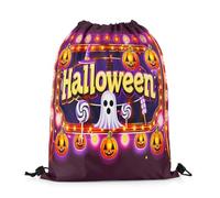 Castle Fairy Cute Ghost Waterproof Drawstring Bag,Cartoon Pumpkin Lantern Backpack for Shopping Travelling,Happy Halloween Sackpacks Gym Pack