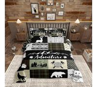 Castle Fairy Deer Antlers Full Size Comforter Set,Bear Pine Arrow Hunting Adventure Bedding Comforters Bedroom Collection,Camper Retro Green Plaid Checkered Bedding Set for Girls Teens