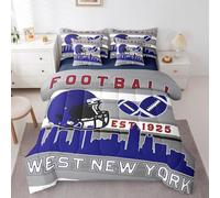 Castle Fairy Football Comforter Set 7 Pieces,Rugby Bed Sets,American Football City(West New York) Bedding Soft Microfiber,Queen(1 Comforter,2 Pillowcase,2 Pillow Covers,1 Flat Sheet,1 Fitted Sheet)