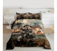 Castle Fairy Funny Squirrel Comforter Set King Size,Solider Military Theme Bedding Sets 3Pcs for Kids Girls Boys Women Room Decor,3D Airplane Duvet Insert Cute Animals Down Comforter,2 Pillowcases