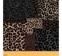 Castle Fairy Leopard Patchwork Soft Polyester for Sewing Lover,Geometric Block Fabric by The Yard No Stretch,Brown Black Outdoor Fabric,Retro Cheetah 1 Yard Pre-Cut,36" L x 59" W