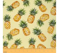 Castle Fairy Pineapple Craft Fabric No Stretch,Yellow Tropical Summer Soft Flannel Polyester,Lovely Fresh Fruits Washable Material for Handmade Supplies,Chic 2 Yards Whole Piece,72" L x 59" W