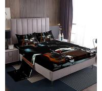 Castle Fairy Retro Drum Kit Fitted Sheet Set King Size 4 Pcs,Pop Music Bed Sheet Sets for Bedroom Decor,Boys Girls Rock Music Themed Bedding Set with 1 Flat Sheet 2 Pillowcases