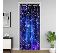 Castle Fairy Starry Galaxy Door Curtain 1 Panel 60" W X 80" L Outerspace Blue Purple Clouds Dreamy Doorway Curtain for Closet Door Colorful Glitter Stars Modern Door Drape for Bedroom Privacy