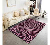 Castle Fairy Zebra Stripes Pink Decorative Rug 5x6'6'',Zebra Print Indoor Floor Mat for Playroom Bedside Sofa Bedroom,Wild Animal Skin Non Shedding Rug for Kids Teen Boys Girls
